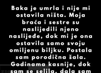 “Baka je umrla i nije mi ostavila ništa. Moja braća i sestre su naslijedili njeno naslijeđe…”