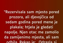 “Rezervisala sam mjesto pored prozora…”
