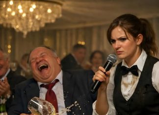 Gradonačelnik je na svom jubileju celu noć javno ponižavao konobaricu. Smejao se suviše glasno i izazovno. A onda je ona uzela mikrofon — i njegova čaša mu je iskliznula iz ruku