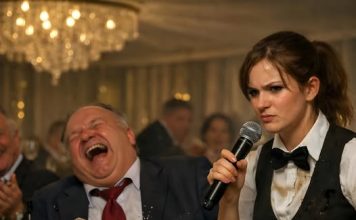 Gradonačelnik je na svom jubileju celu noć javno ponižavao konobaricu. Smejao se suviše glasno i izazovno. A onda je ona uzela mikrofon — i njegova čaša mu je iskliznula iz ruku