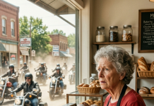 Pekar iz malog grada jednom je nahranio promrzlog beskućničkog tinejdžera, ne postavivši nijedno pitanje—ne sluteći da će se 21 godinu kasnije gotovo 100 bajkera vratiti kako bi pokazali kako je to jedno jutro promijenilo živote stotina ljudi🤔