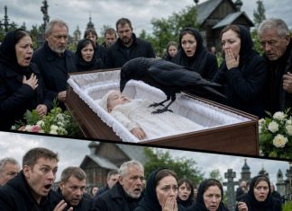 Kada se tokom sahrane gavran spustio na mali kovčeg, ljudi su zanijemili. A trenutak kasnije dogodilo se nešto što niko nikada nije uspio zaboraviti……😲😲😲