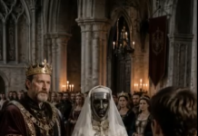 Vojvoda je još od djetinjstva skrivao lice svoje kćeri ispod tamne metalne maske i bijelog vela, kako nitko u dvorcu ne bi vidio njezino pravo lice sve do dana njezina vjenčanja. Ali kada je mladoženja napokon skinuo masku pred oltarom, cijela se dvorana sledila od užasa pred onim što se skrivalo ispod nje